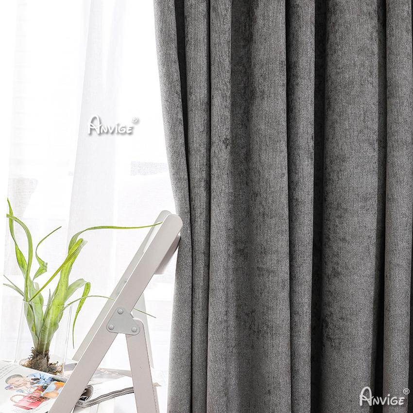 ANVIGE Modern High Quality Grey Chenille Printed,Grommet Window Curtain Blackout Curtains For Living Room,52''Wx63''L,1 Panel
