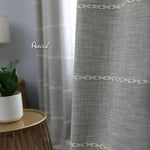 ANVIGE Modern Linen Cloth Embroidered Curtains,Grommet Window Curtain Blackout Curtains For Living Room,52''Wx63''L,1 Panel