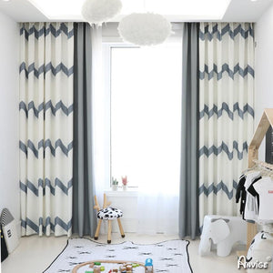 ANVIGE Modern Nodic Waves Pattern Grey Color Printed,Grommet Window Curtain Blackout Curtains For Living Room,52''Wx63''L,1 Panel