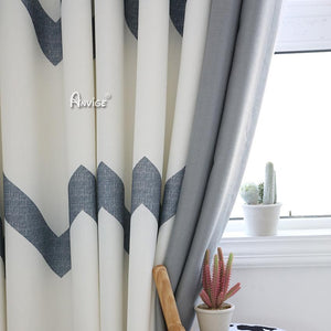 ANVIGE Modern Nodic Waves Pattern Grey Color Printed,Grommet Window Curtain Blackout Curtains For Living Room,52''Wx63''L,1 Panel
