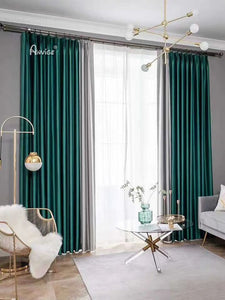 ANVIGE Modern Nordic Green and Grey Color Printed Curtains,Grommet Window Curtain Blackout Curtains For Living Room,52''Wx63''L,1 Panel