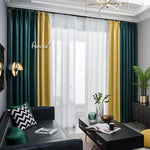 ANVIGE Nordic Modern Yellow and Green Color Waves Pattern Jaquard,Grommet Window Curtain Blackout Curtains For Living Room,52''Wx63''L,1 Panel