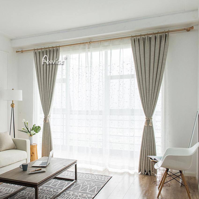 ANVIGE Modern Cotton Linen Curtains,Grommet Window Curtain Blackout Curtains For Living Room,52''Wx63''L,1 Panel