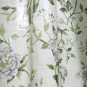 ANVIGE Garden Cotton Linen Leaves Printed,Grommet Window Curtain Blackout Curtains For Living Room,52''Wx63''L,1 Panel
