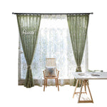 ANVIGE Garden Green Color Cotton Linen Printed,Grommet Window Curtain Blackout Curtains For Living Room,52''Wx63''L,1 Panel