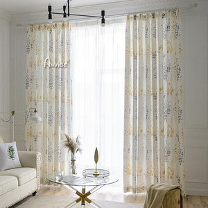 ANVIGE Garden High Quality Cotton Linen Printed,Grommet Window Curtain Blackout Curtains For Living Room,52''Wx63''L,1 Panel