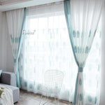 ANVIGE Garden Light Blue Cotton Linen Embroidered,Grommet Window Curtain Blackout Curtains For Living Room,52''Wx63''L,1 Panel