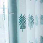 ANVIGE Garden Light Blue Cotton Linen Embroidered,Grommet Window Curtain Blackout Curtains For Living Room,52''Wx63''L,1 Panel