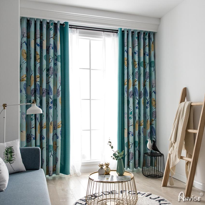 ANVIGE High Quality Colorful Leaves Printed,Grommet Window Curtain Blackout Curtains For Living Room,52''Wx63''L,1 Panel