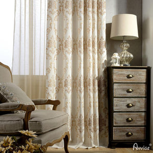 ANVIGE High Quality Cotton Linen Jacquard Curtains,Grommet Window Curtain Blackout Curtains For Living Room,52''Wx63''L,1 Panel
