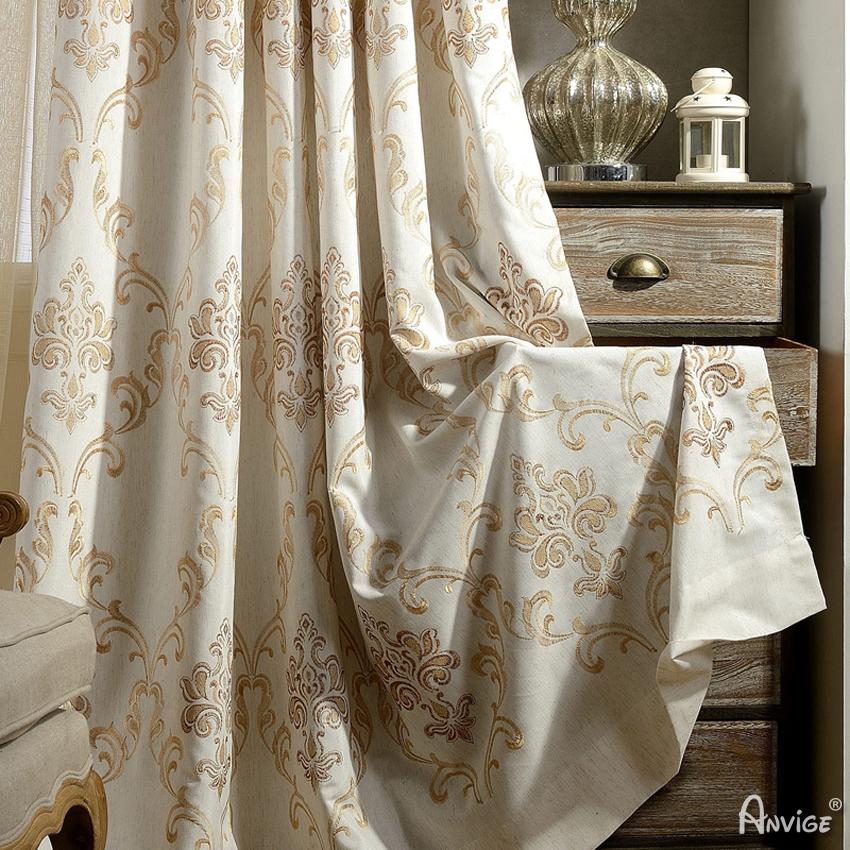 ANVIGE High Quality Cotton Linen Jacquard Curtains,Grommet Window Curtain Blackout Curtains For Living Room,52''Wx63''L,1 Panel