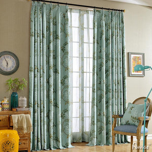 ANVIGE High Quality Green Jacquard Leaves,Grommet Window Curtain Blackout Curtains For Living Room,52''Wx63''L,1 Panel
