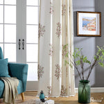 ANVIGE High Quality White Fabric Colorful Embroidered Trees,Grommet Window Curtain Blackout Curtains For Living Room,52''Wx63''L,1 Panel