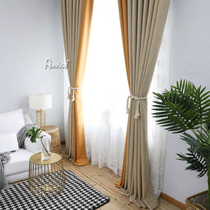 ANVIGE Modern Cotton Linen Natural Cloth Printed,Grommet Window Curtain Blackout Curtains For Living Room,52''Wx63''L,1 Panel