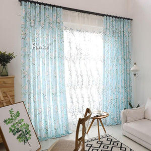 ANVIGE Pastoral American Blue Flowers Printed,Grommet Window Curtain Blackout Curtains For Living Room,52''Wx63''L,1 Panel
