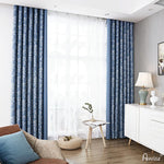 ANVIGE Pastoral Blue Color Leaves Printed,Grommet Window Curtain Blackout Curtains For Living Room,52''Wx63''L,1 Panel