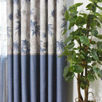 ANVIGE Pastoral Blue Leaves Printed,Grommet Window Curtain Blackout Curtains For Living Room,52''Wx63''L,1 Panel