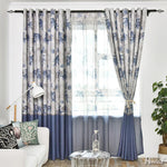 ANVIGE Pastoral Blue Leaves Printed,Grommet Window Curtain Blackout Curtains For Living Room,52''Wx63''L,1 Panel