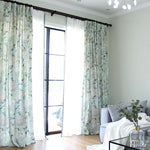 ANVIGE Pastoral Cotton Linen Hydrangea Printed,Grommet Window Curtain Blackout Curtains For Living Room,52''Wx63''L,1 Panel