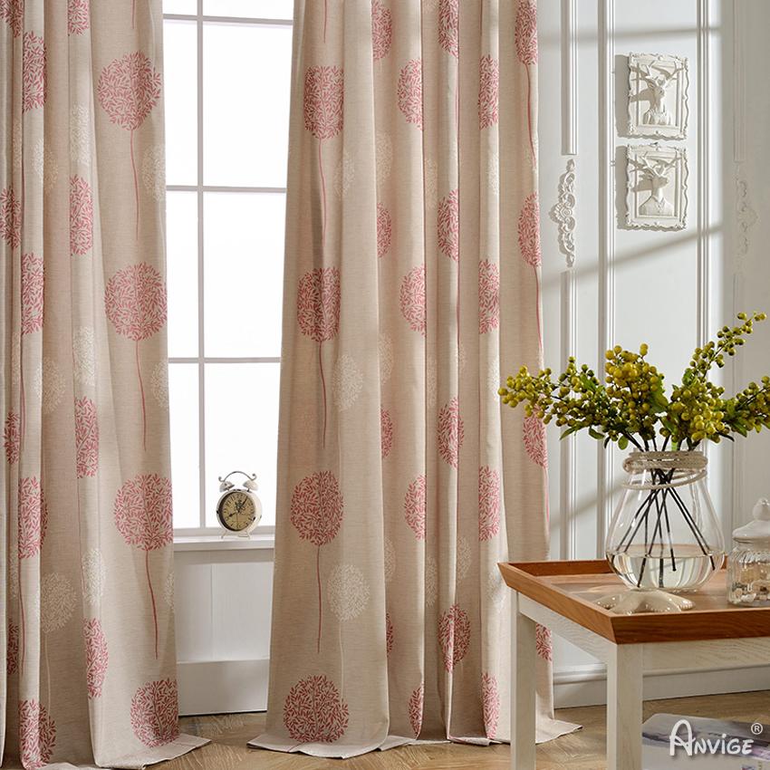 ANVIGE Pastoral Cotton Linen Natural Dandelion Printed,Grommet Window Curtain Blackout Curtains For Living Room,52''Wx63''L,1 Panel