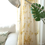ANVIGE Pastoral Cotton Linen Yellow Leaves Printed,Grommet Window Curtain Blackout Curtains For Living Room,52''Wx63''L,1 Panel