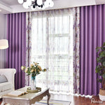 ANVIGE Pastoral Double Sided Purple Color Flowers Printed,Grommet Window Curtain Blackout Curtains For Living Room,52''Wx63''L,1 Panel
