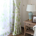 ANVIGE Pastoral Green Leaves Printed ,Grommet Window Curtain Blackout Curtains For Living Room,52''Wx63''L,1 Panel