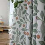 ANVIGE Pastoral High Quality Cotton Linen Bird and Tree Printed,Grommet Window Curtain Blackout Curtains For Living Room,52''Wx63''L,1 Panel