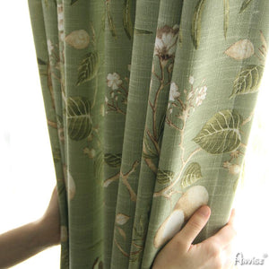 ANVIGE Pastoral High Quality Green Color Bird and Flower Printed,Grommet Window Curtain Blackout Curtains For Living Room,52''Wx63''L,1 Panel