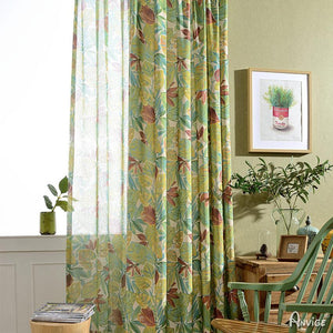 ANVIGE Tropical Rain Forest Green Leaves Printed,Grommet Window Curtain Blackout Curtains For Living Room,52''Wx63''L,1 Panel