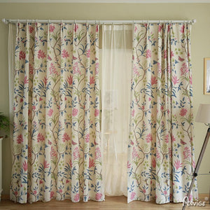 ANVIGE Vintage Garden Flower and Butterfly Printed,Grommet Window Curtain Blackout Curtains For Living Room,52''Wx63''L,1 Panel