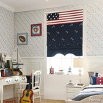 ANVIGE Cartoon American Flag Printed Customized Fan Roman Shades ,Easy Install Washable Curtains ,Customized Window Curtain Drape, 24"W X 64"H