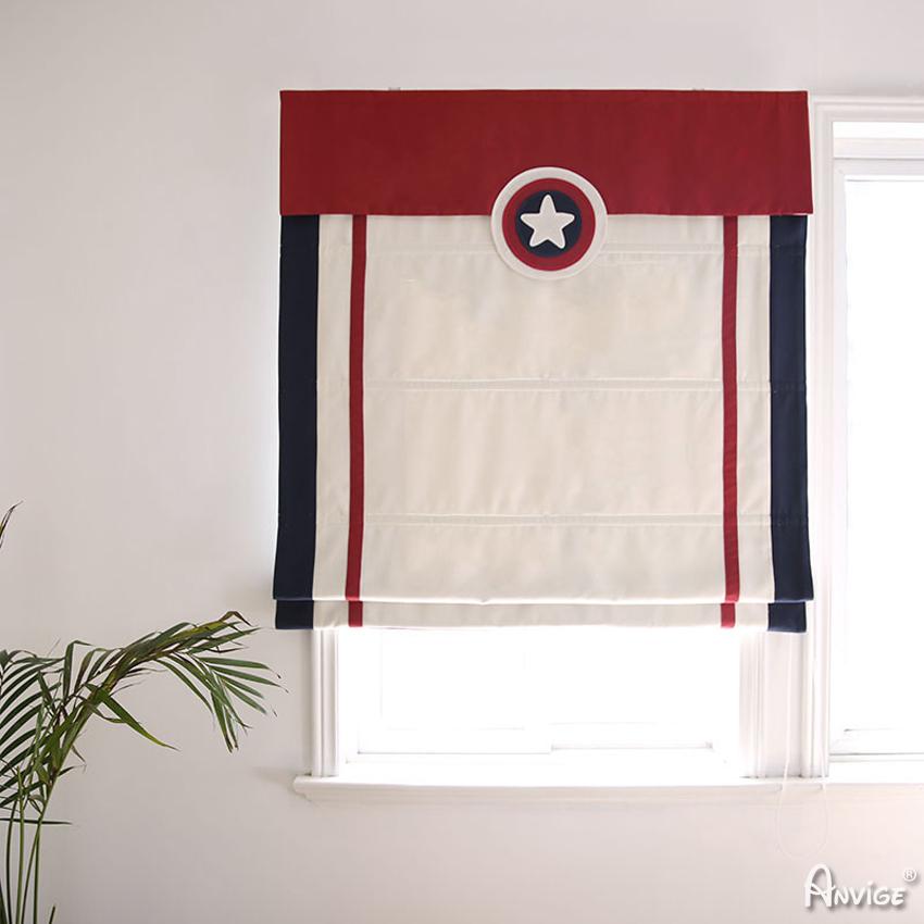 ANVIGE Cartoon Captain America Children Room Printed Customized Fan Roman Shades ,Easy Install Washable Curtains ,Customized Window Curtain Drape, 24"W X 64"H