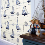 ANVIGE Cartoon Children Blue Sailing Boat Printed Roman Shades ,Easy Install Washable Curtains ,Customized Window Curtain Drape, 24"W X 64"H