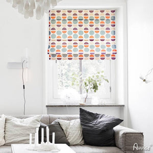 ANVIGE Colorful Circles Printed Customized Roman Shades ,Easy Install Washable Curtains ,Customized Window Curtain Drape, 24"W X 64"H