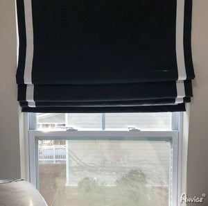 Anvige Home Textile Roman Shade Anvige Flat Roman Shades,Hardware For Installation Included,Window Treatment,Custom Roman Blinds,Black With White Trims