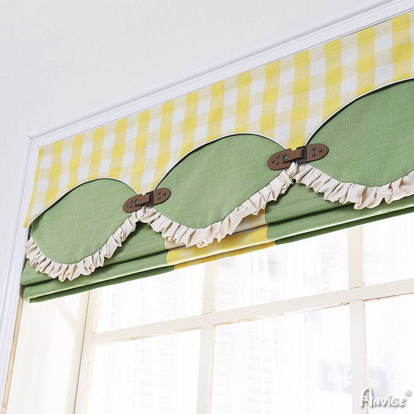 Anvige Home Textile Roman Shade Anvige Flat Roman Shades,Hardware For Installation Included,Window Treatment,Custom Roman Blinds,Cartoon Green Color