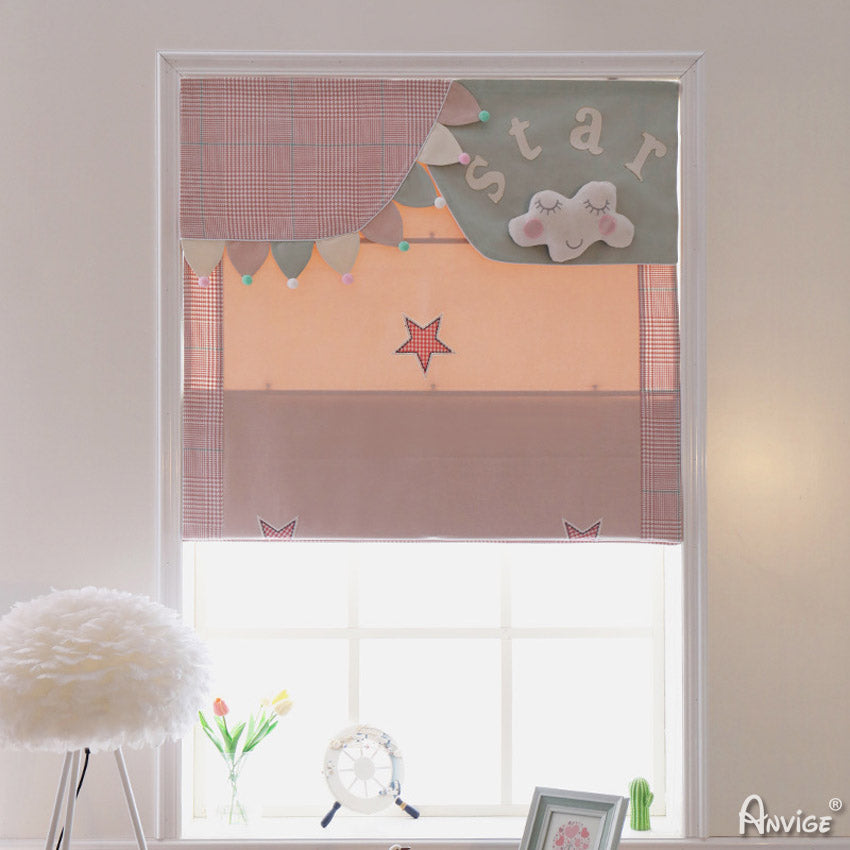 Anvige Home Textile Roman Shade Anvige Flat Roman Shades,Hardware For Installation Included,Window Treatment,Custom Roman Blinds,Cartoon Lucky Stars