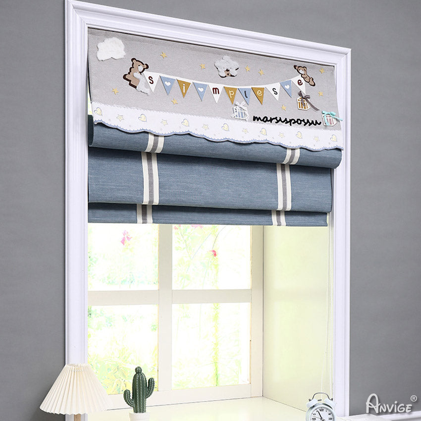 Anvige Home Textile Roman Shade Anvige Flat Roman Shades,Hardware For Installation Included,Window Treatment,Custom Roman Blinds,Cartoon Style