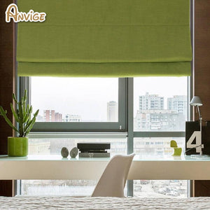 Anvige Flat Roman Shades,Hardware For Installation Included,Window Treatment,Custom Roman Blinds,Cotton Linen Green Color