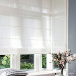 Anvige Home Textile Roman Shade Anvige Flat Roman Shades,Hardware For Installation Included,Window Treatment,Custom Roman Blinds,Cotton Linen Solid White Color