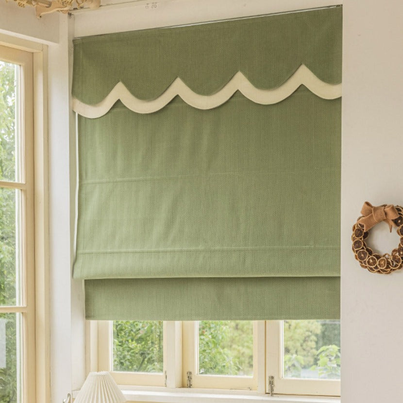 Anvige Home Textile Roman Shade Anvige Flat Roman Shades,Hardware For Installation Included,Window Treatment,Custom Roman Blinds,Green With Green Heading
