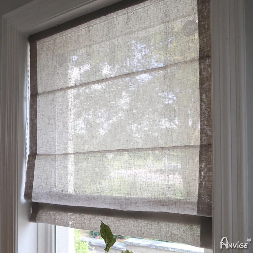 Anvige Home Textile Roman Shade Anvige Flat Roman Shades,Hardware For Installation Included,Window Treatment,Custom Roman Blinds,Grey Color Sheer Roman Shades