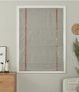 Anvige Home Textile Roman Shade Anvige Flat Roman Shades,Hardware For Installation Included,Window Treatment,Custom Roman Blinds,Grey With Coffe Trims