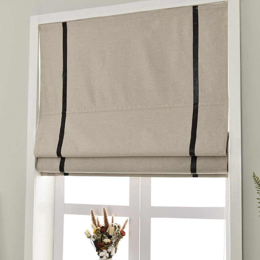 Anvige Home Textile Roman Shade Anvige Flat Roman Shades,Hardware For Installation Included,Window Treatment,Custom Roman Blinds,Leather Black Trims