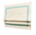 Anvige Home Textile Roman Shade Anvige Flat Roman Shades,Hardware For Installation Included,Window Treatment,Custom Roman Blinds ,Linen Color With Blue-green Boder Trims