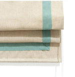Anvige Home Textile Roman Shade Anvige Flat Roman Shades,Hardware For Installation Included,Window Treatment,Custom Roman Blinds ,Linen Color With Blue-green Boder Trims