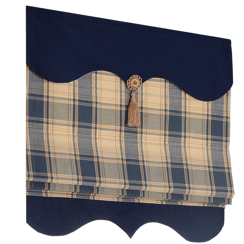 Anvige Home Textile Roman Shade Anvige Flat Roman Shades,Hardware For Installation Included,Window Treatment,Custom Roman Blinds,Modern Blue Plaid Pattern