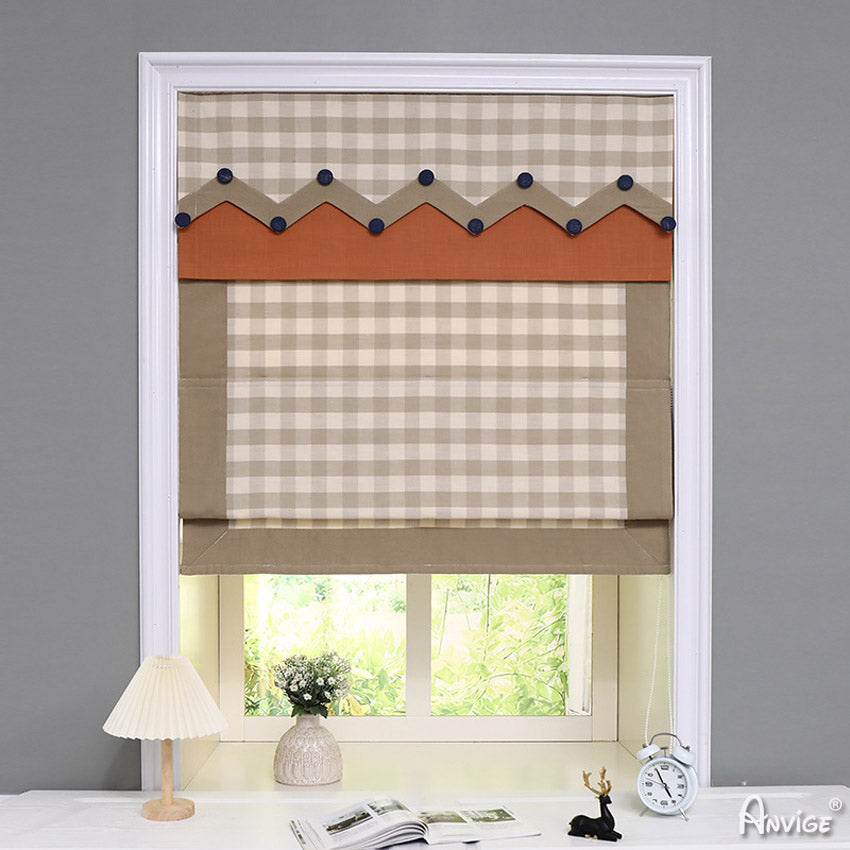 Anvige Home Textile Roman Shade Anvige Flat Roman Shades,Hardware For Installation Included,Window Treatment,Custom Roman Blinds,Modern Plaid