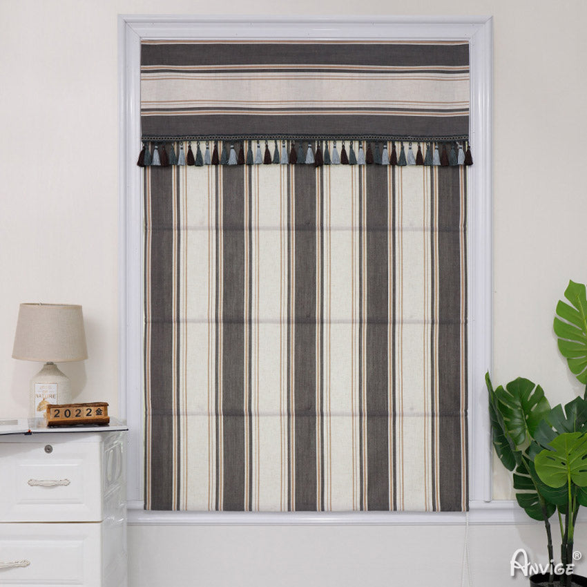 Anvige Home Textile Roman Shade Anvige Flat Roman Shades,Hardware For Installation Included,Window Treatment,Custom Roman Blinds,Modern Striped Fabric